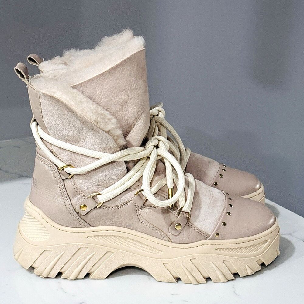 Inuikii Leather Shearling Lined Platform Boots EU 40 US 9